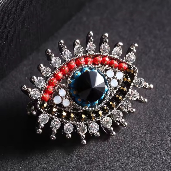 Betsey Johnson Talisman Eye Multicolor Brooch - Picture 4 of 7